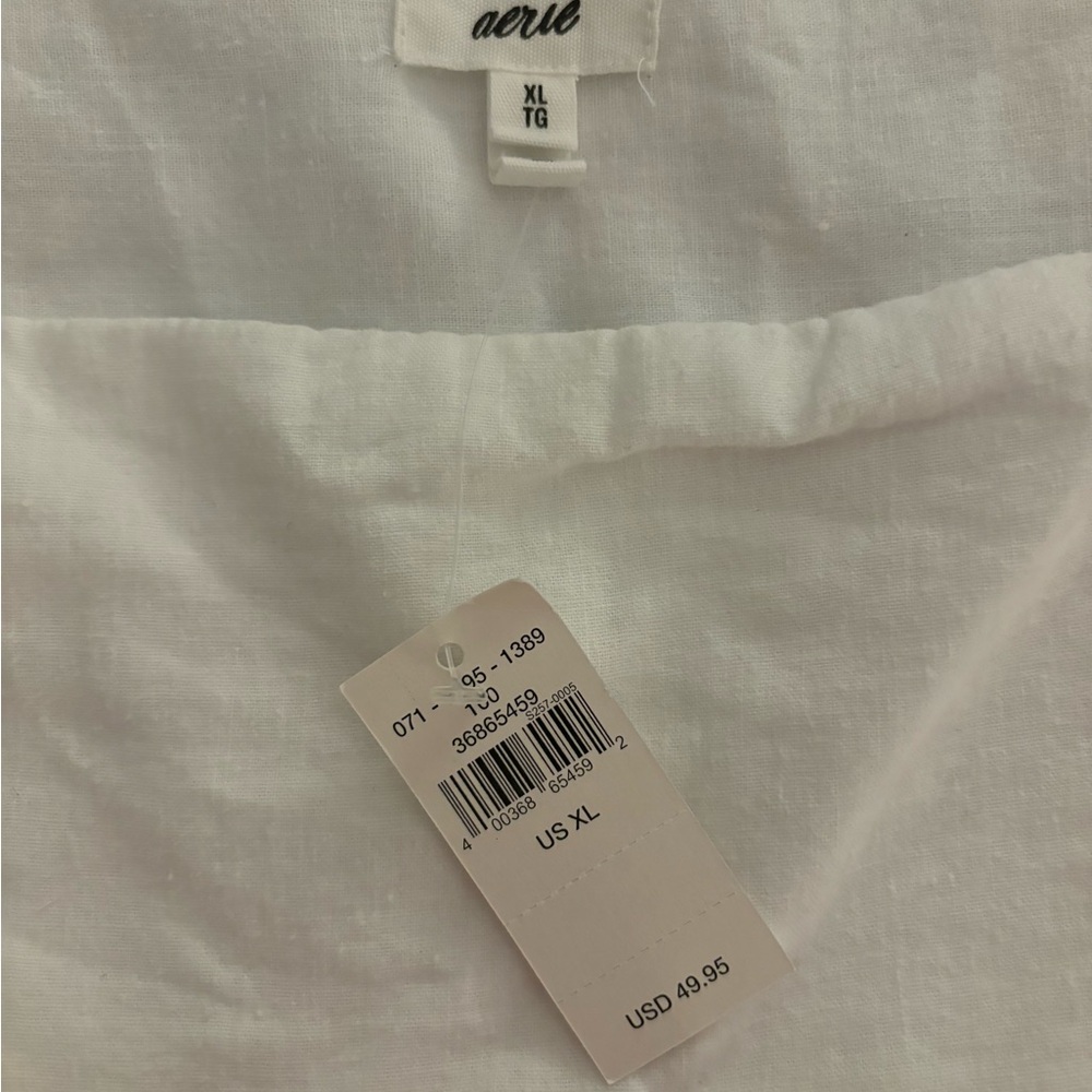 Nwt White Flutter Sleeve Linen Blend Lined Mini D… - image 2